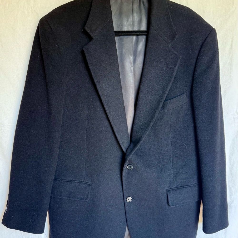 Vtg Evan-Picone Midnight Navy Wool Blazer Men’s 42R Tailored Robinsons-May
